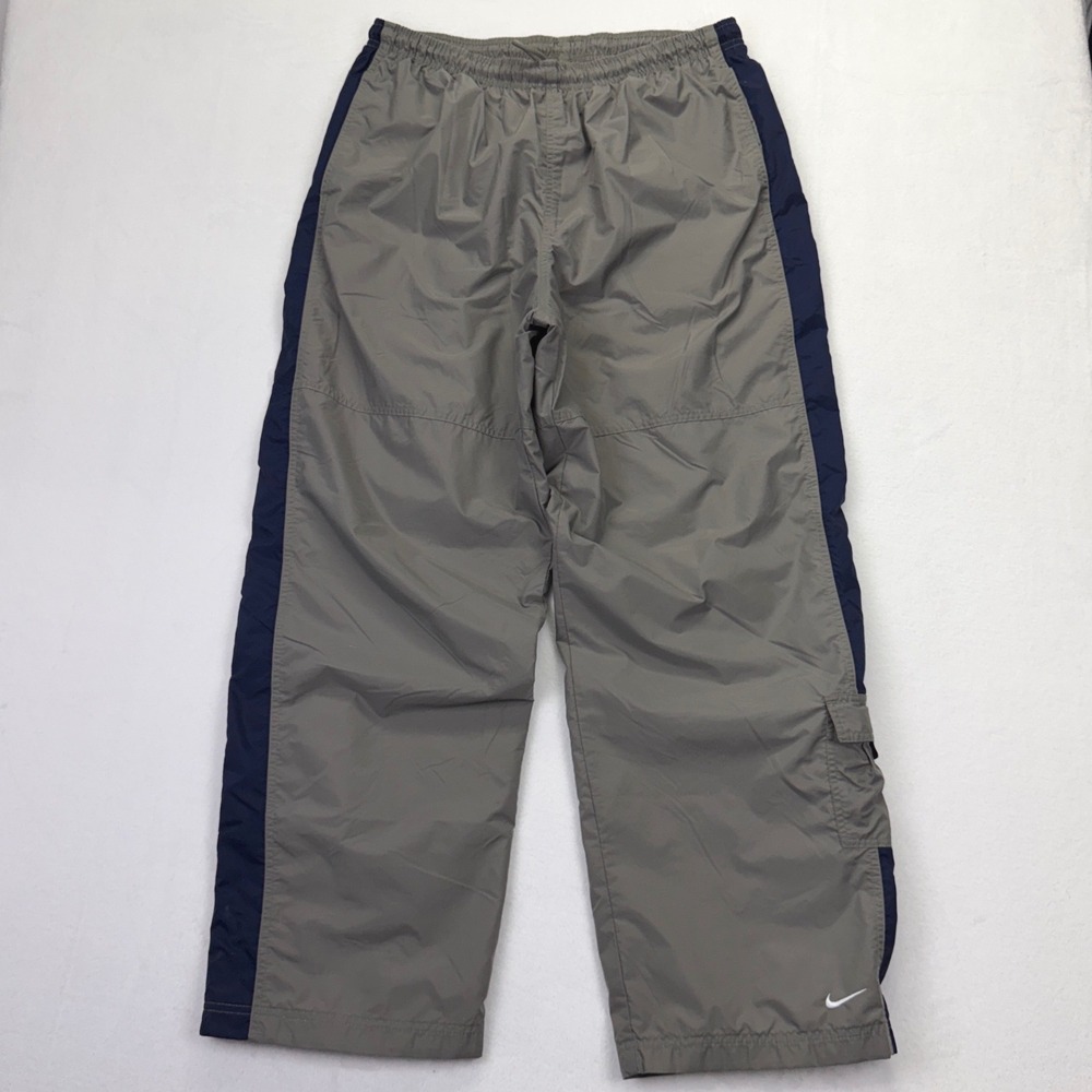 90's Nike Windbreaker Pants Men XL Gray Navy Blue Ankle Cargo Pocket Track Pants